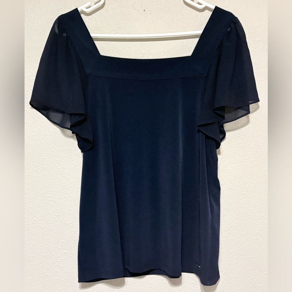 Calvin Klein Navy Blue Blouse with Logo Tag